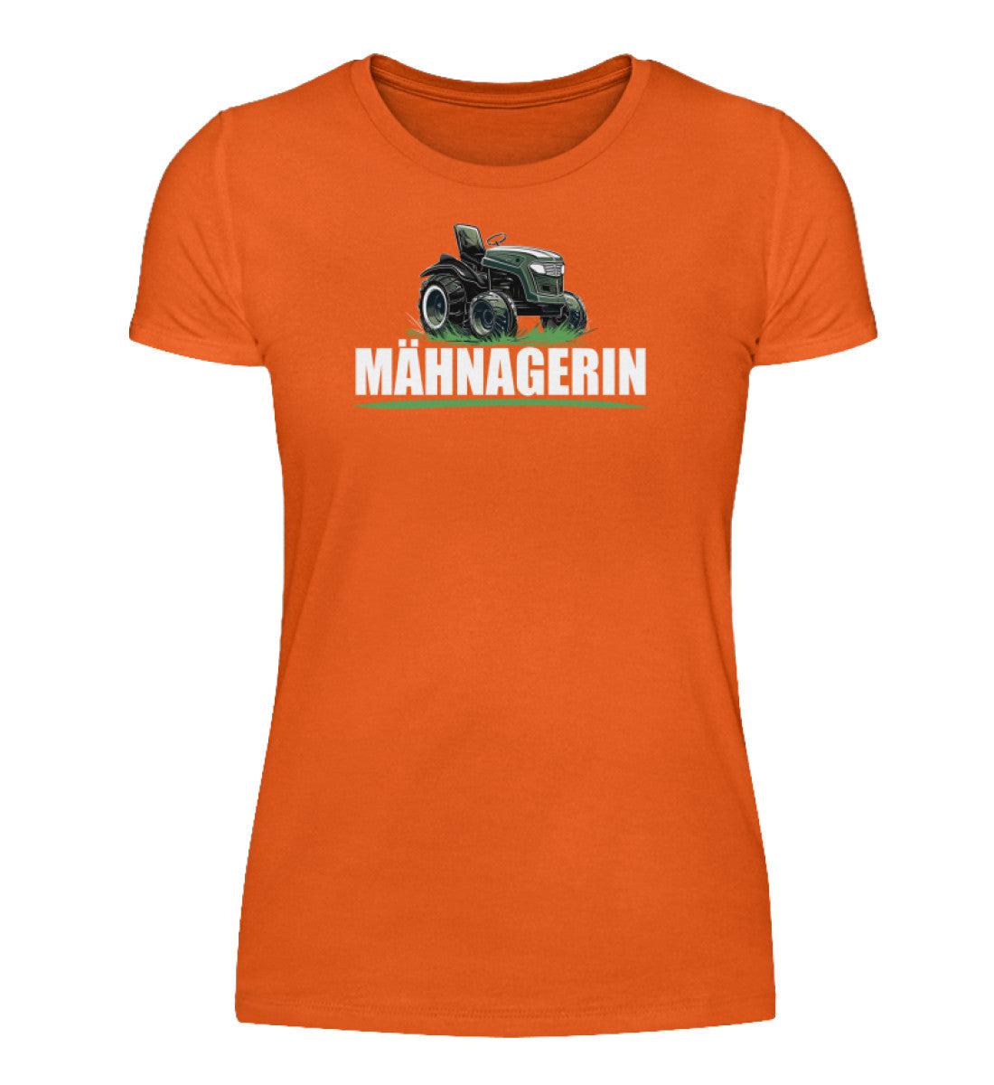 Mähnagerin Rasenmäher Traktor · Damen T-Shirt-Damen Basic T-Shirt-Orange Crush-S-Agrarstarz