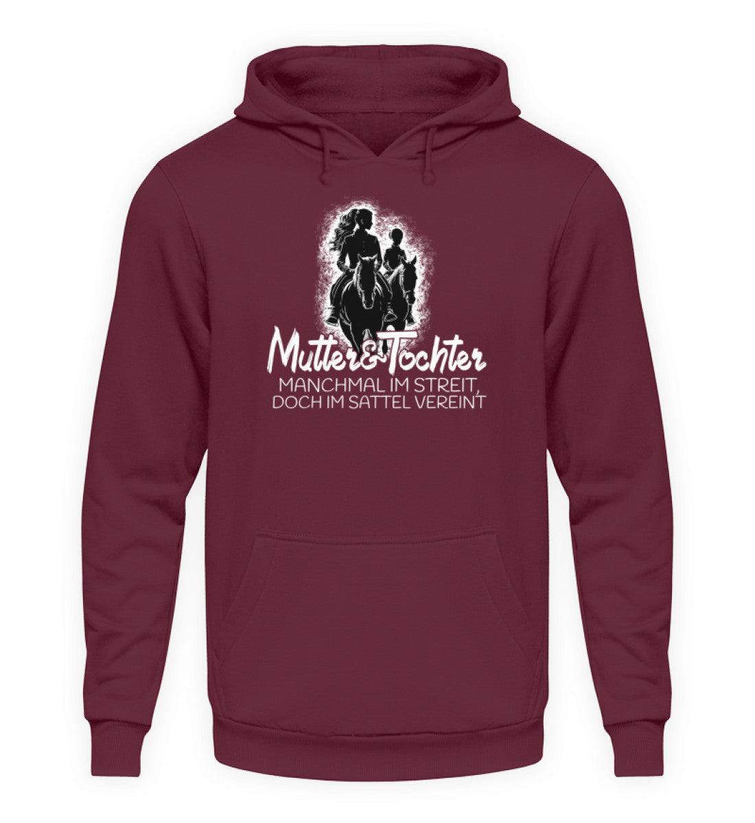 Mutter & Tochter im Sattel vereint · Unisex Kapuzenpullover Hoodie-Unisex Hoodie-Burgundy-XS-Agrarstarz