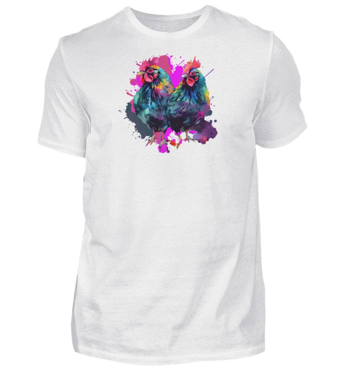 2 Hühner Wasserfarben · Herren T-Shirt-Herren Basic T-Shirt-White-S-Agrarstarz