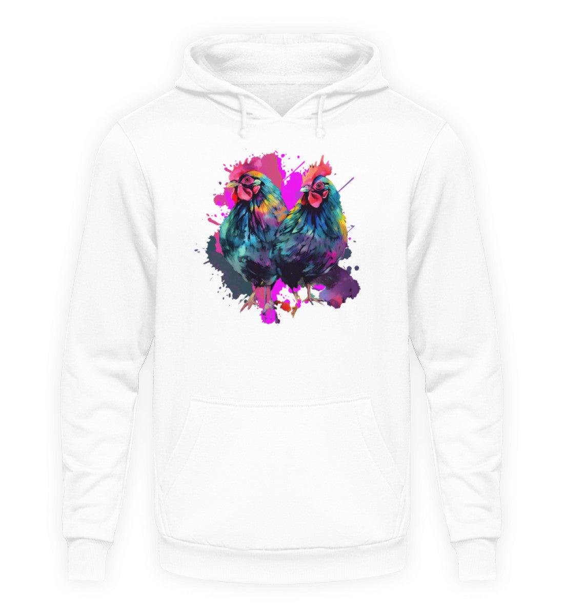 2 Hühner Wasserfarben · Unisex Kapuzenpullover Hoodie-Unisex Hoodie-Arctic White-XS-Agrarstarz