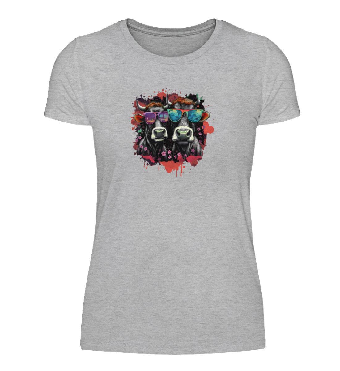 2 Kühe Sonnenbrille · Damen T-Shirt-Damen Basic T-Shirt-Heather Grey-S-Agrarstarz