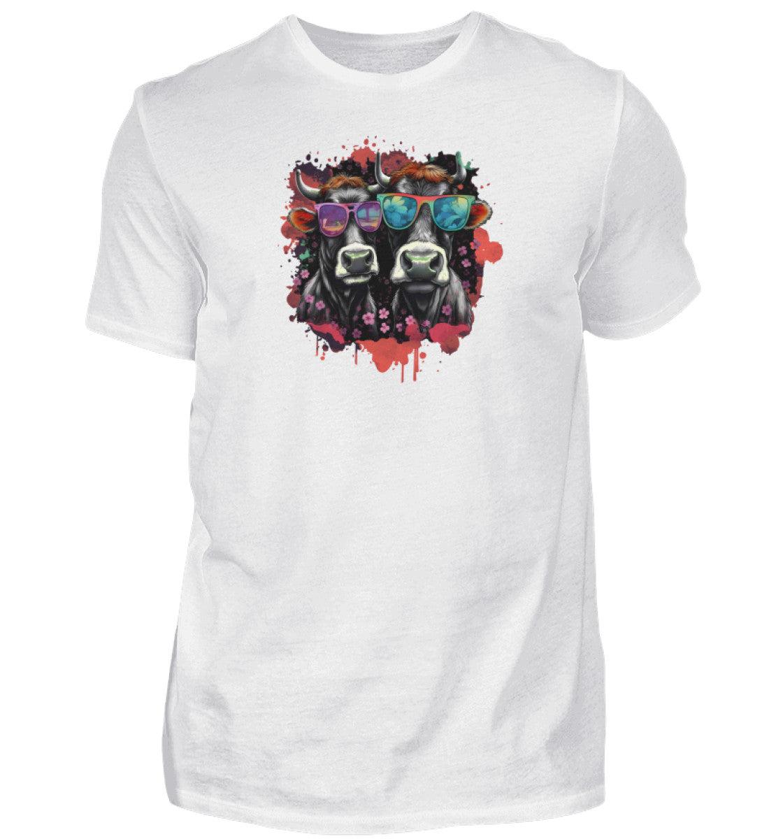 2 Kühe Sonnenbrille · Herren T-Shirt-Herren Basic T-Shirt-White-S-Agrarstarz