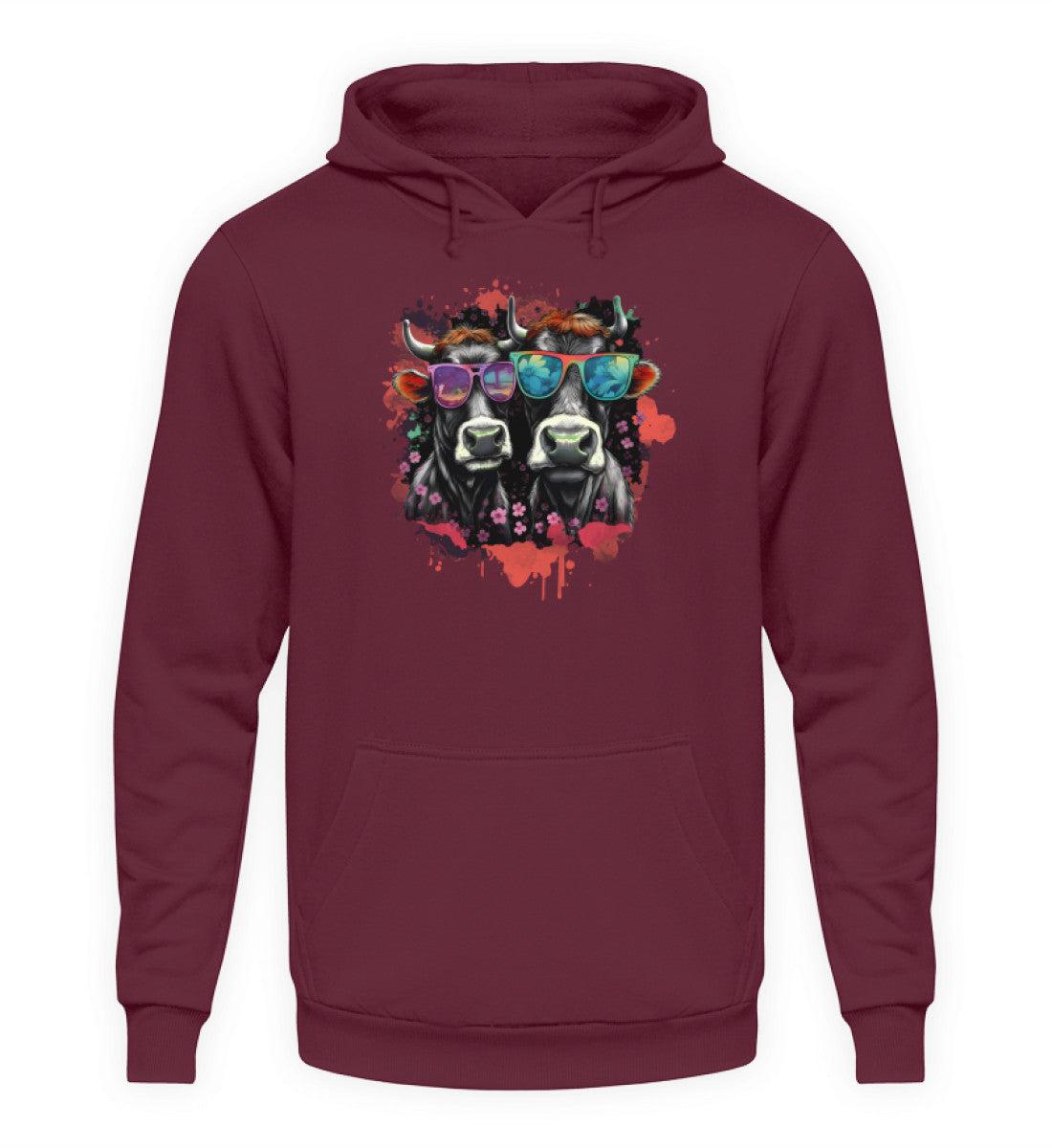 2 Kühe Sonnenbrille · Unisex Kapuzenpullover Hoodie-Unisex Hoodie-Burgundy-XS-Agrarstarz
