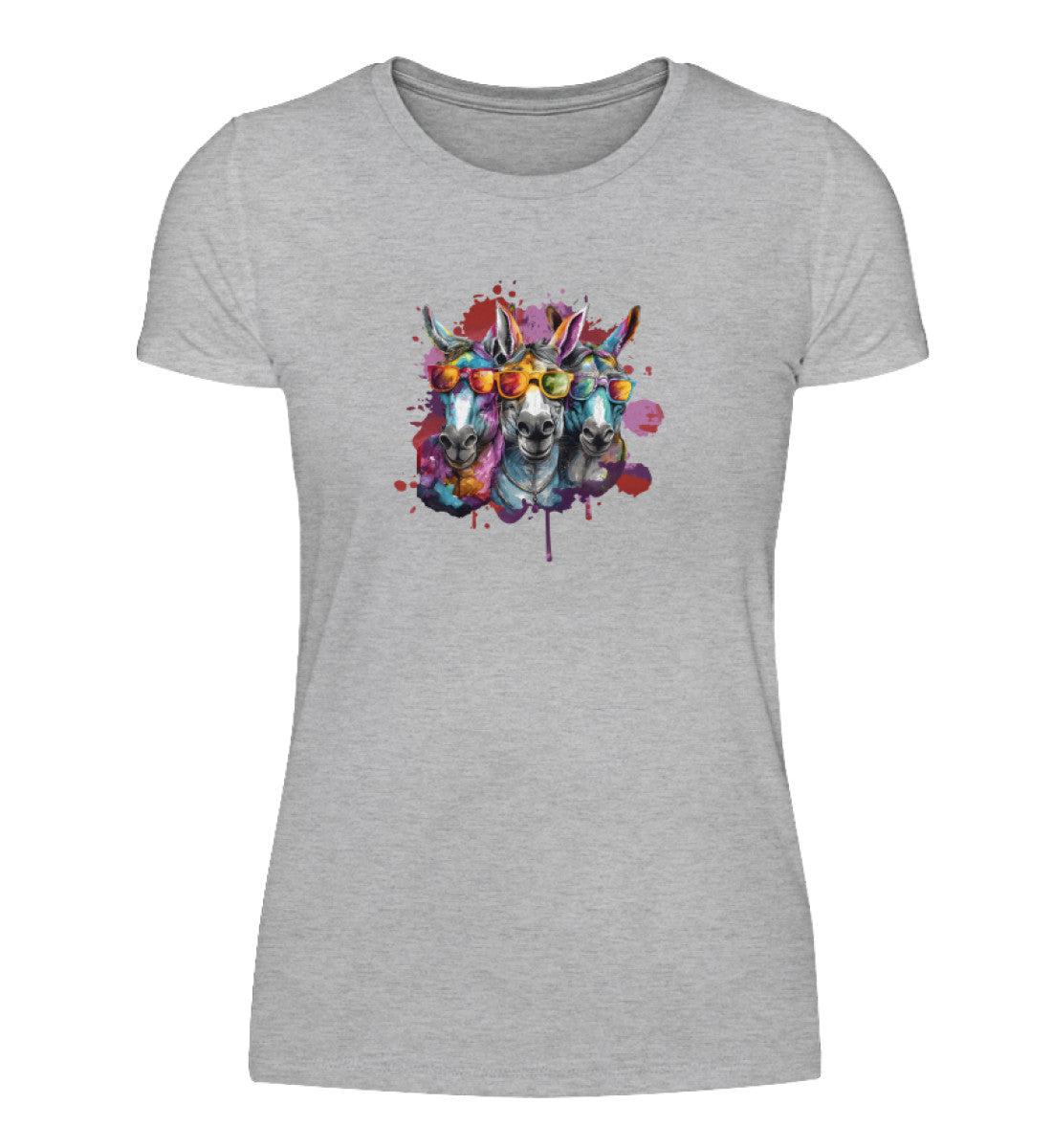 3 Esel Sonnenbrille · Damen T-Shirt-Damen Basic T-Shirt-Heather Grey-S-Agrarstarz