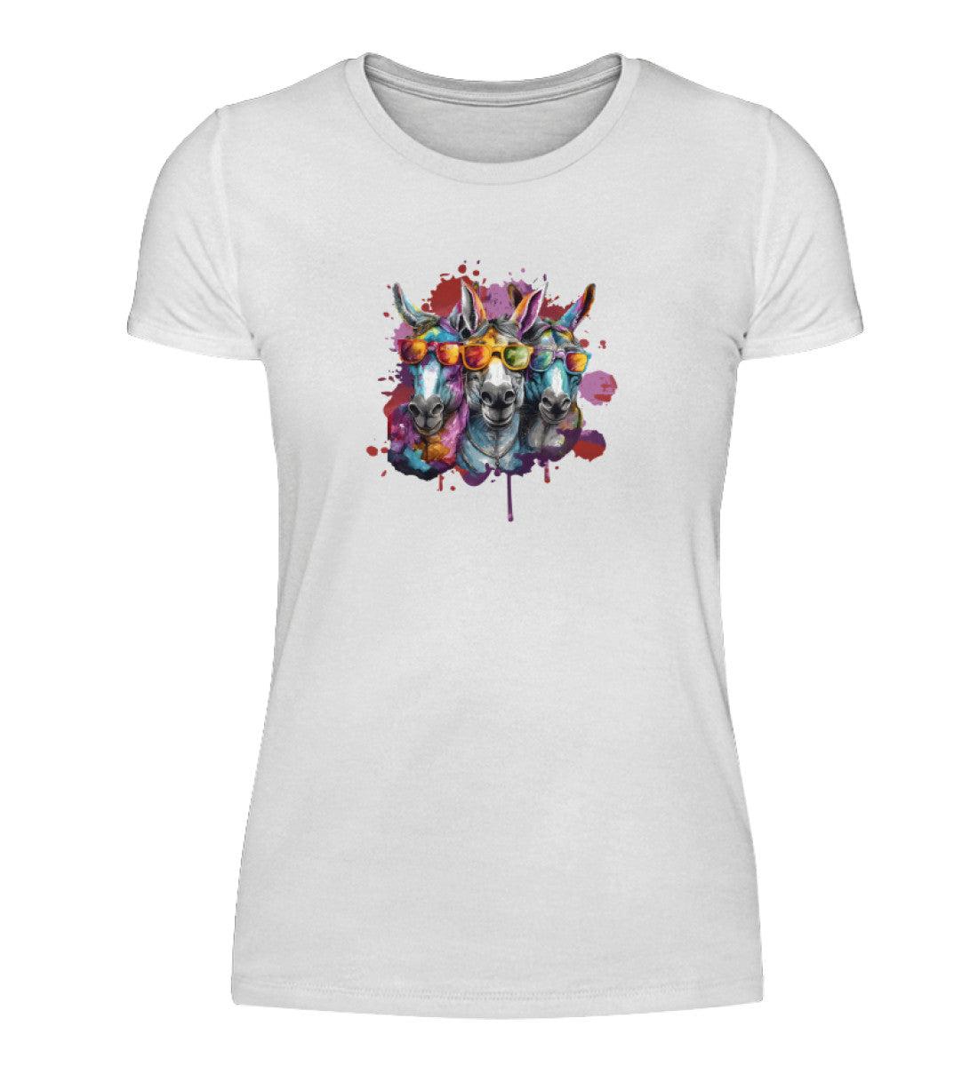 3 Esel Sonnenbrille · Damen T-Shirt-Damen Basic T-Shirt-White-S-Agrarstarz