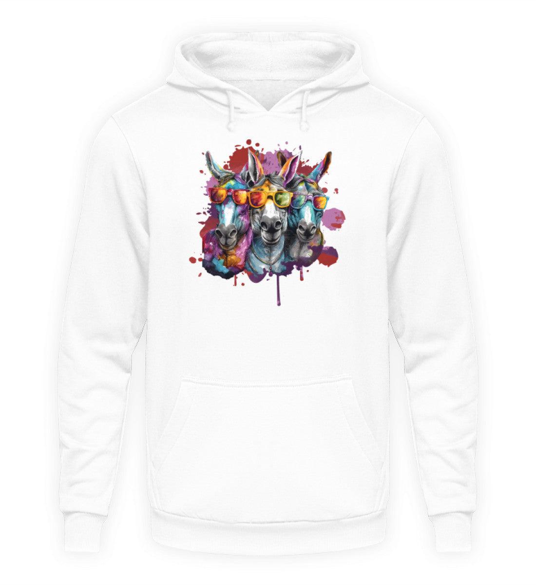 3 Esel Sonnenbrille · Unisex Kapuzenpullover Hoodie-Unisex Hoodie-Arctic White-XS-Agrarstarz