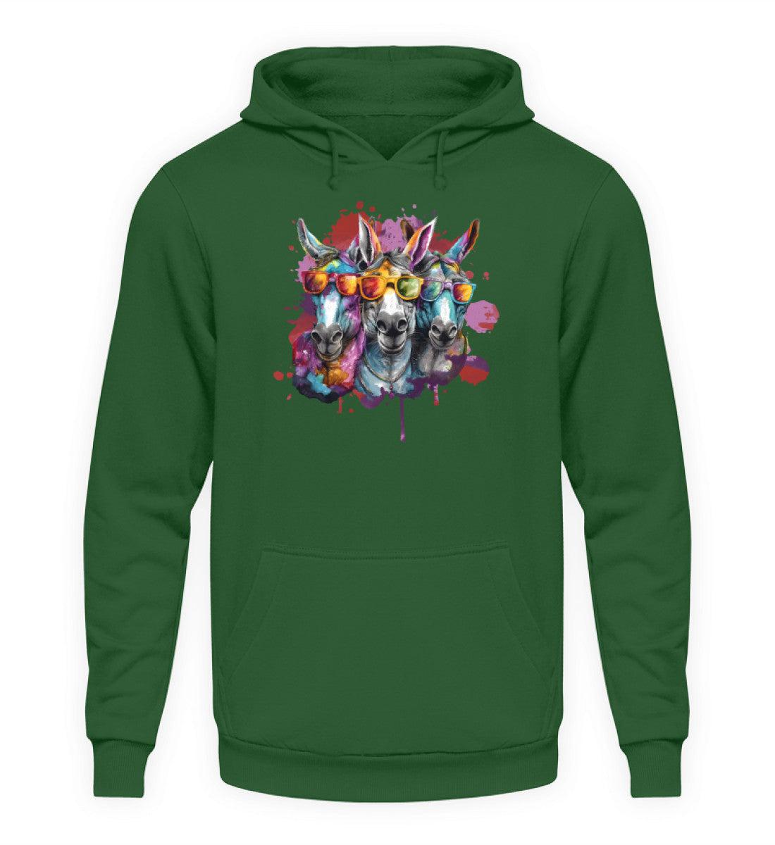 3 Esel Sonnenbrille · Unisex Kapuzenpullover Hoodie-Unisex Hoodie-Bottle Green-XS-Agrarstarz