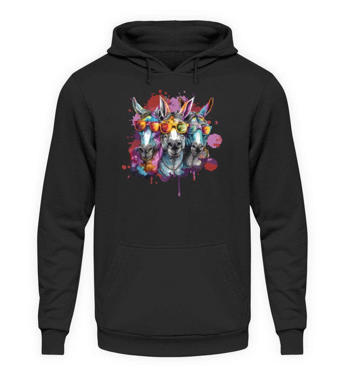 3 Esel Sonnenbrille · Unisex Kapuzenpullover Hoodie-Unisex Hoodie-Deep Black-XS-Agrarstarz