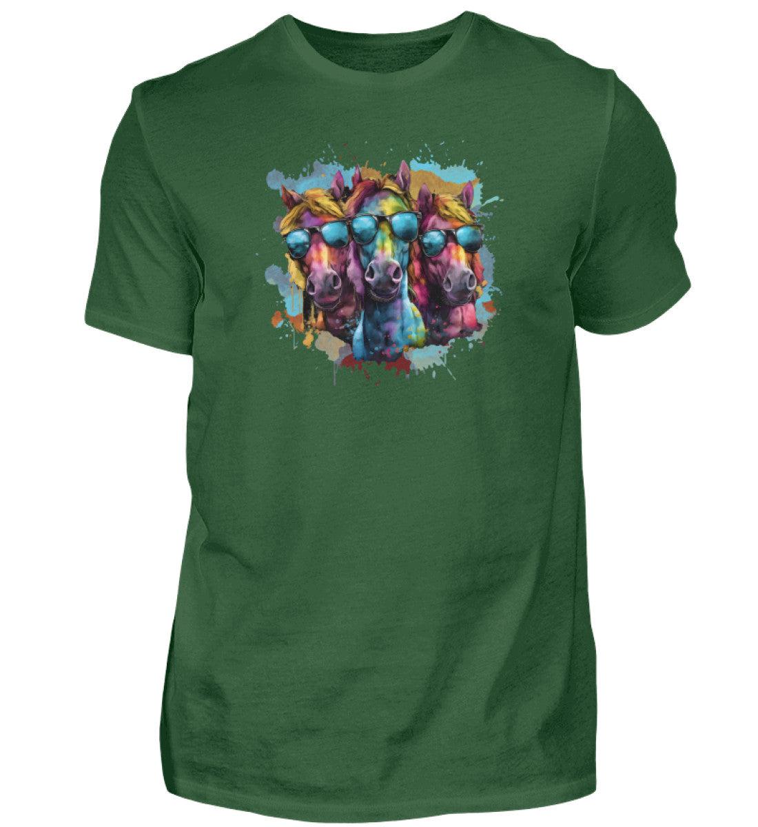 3 Pferde Sonnenbrille 2 · Herren T-Shirt-Herren Basic T-Shirt-Bottle Green-S-Agrarstarz