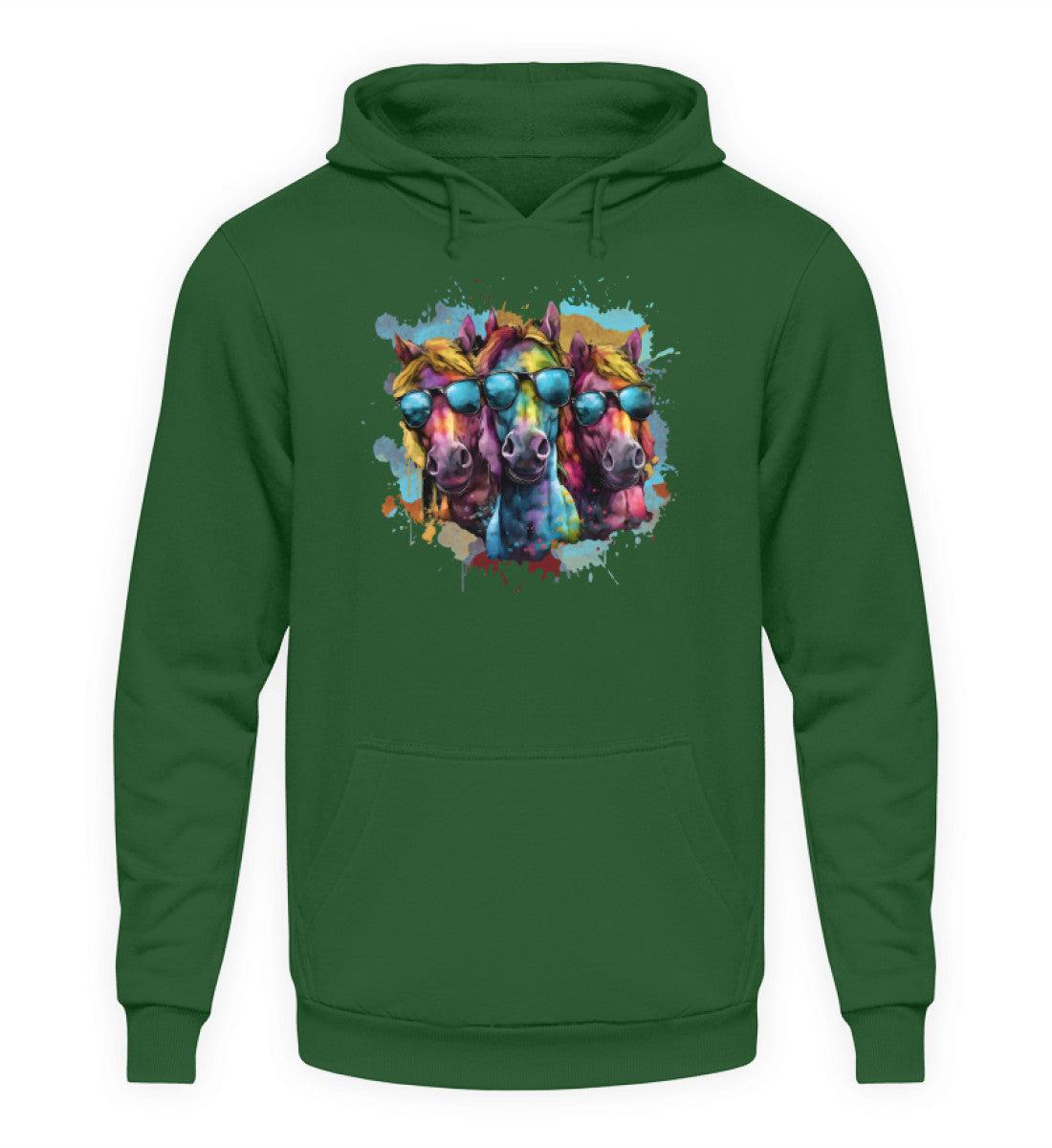 3 Pferde Sonnenbrille 2 · Unisex Kapuzenpullover Hoodie-Unisex Hoodie-Bottle Green-XS-Agrarstarz