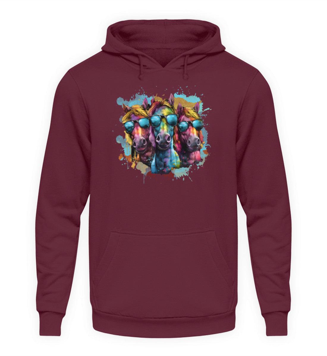 3 Pferde Sonnenbrille 2 · Unisex Kapuzenpullover Hoodie-Unisex Hoodie-Burgundy-XS-Agrarstarz