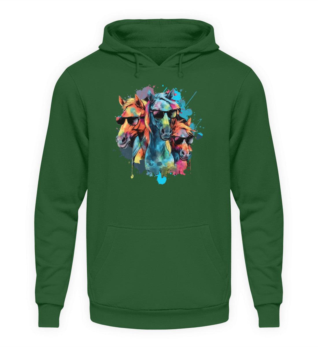 3 Pferde Sonnenbrille · Unisex Kapuzenpullover Hoodie-Unisex Hoodie-Bottle Green-XS-Agrarstarz