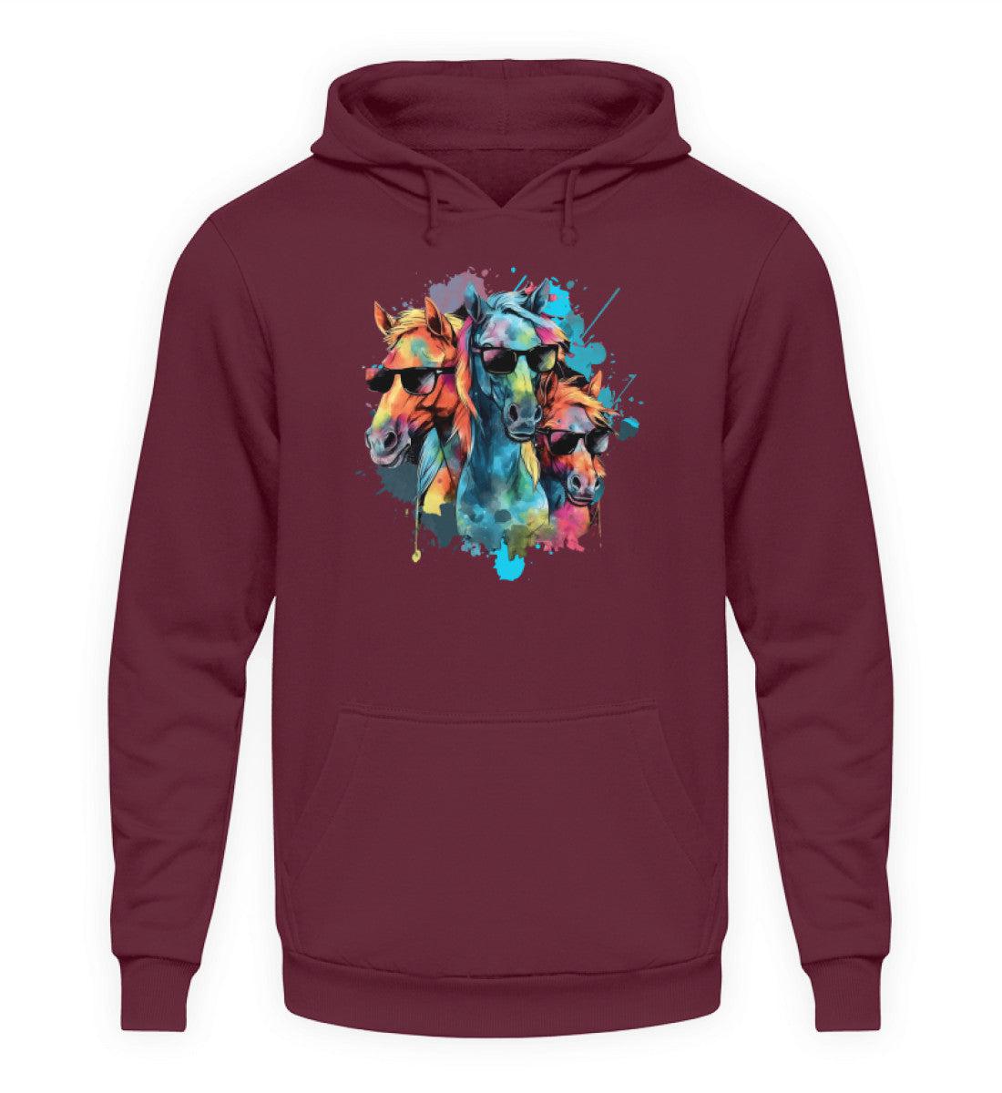3 Pferde Sonnenbrille · Unisex Kapuzenpullover Hoodie-Unisex Hoodie-Burgundy-XS-Agrarstarz