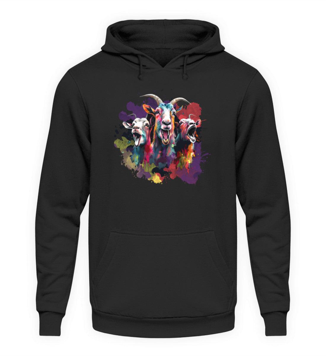 3 Ziegen Wasserfarben · Unisex Kapuzenpullover Hoodie-Unisex Hoodie-Deep Black-XS-Agrarstarz