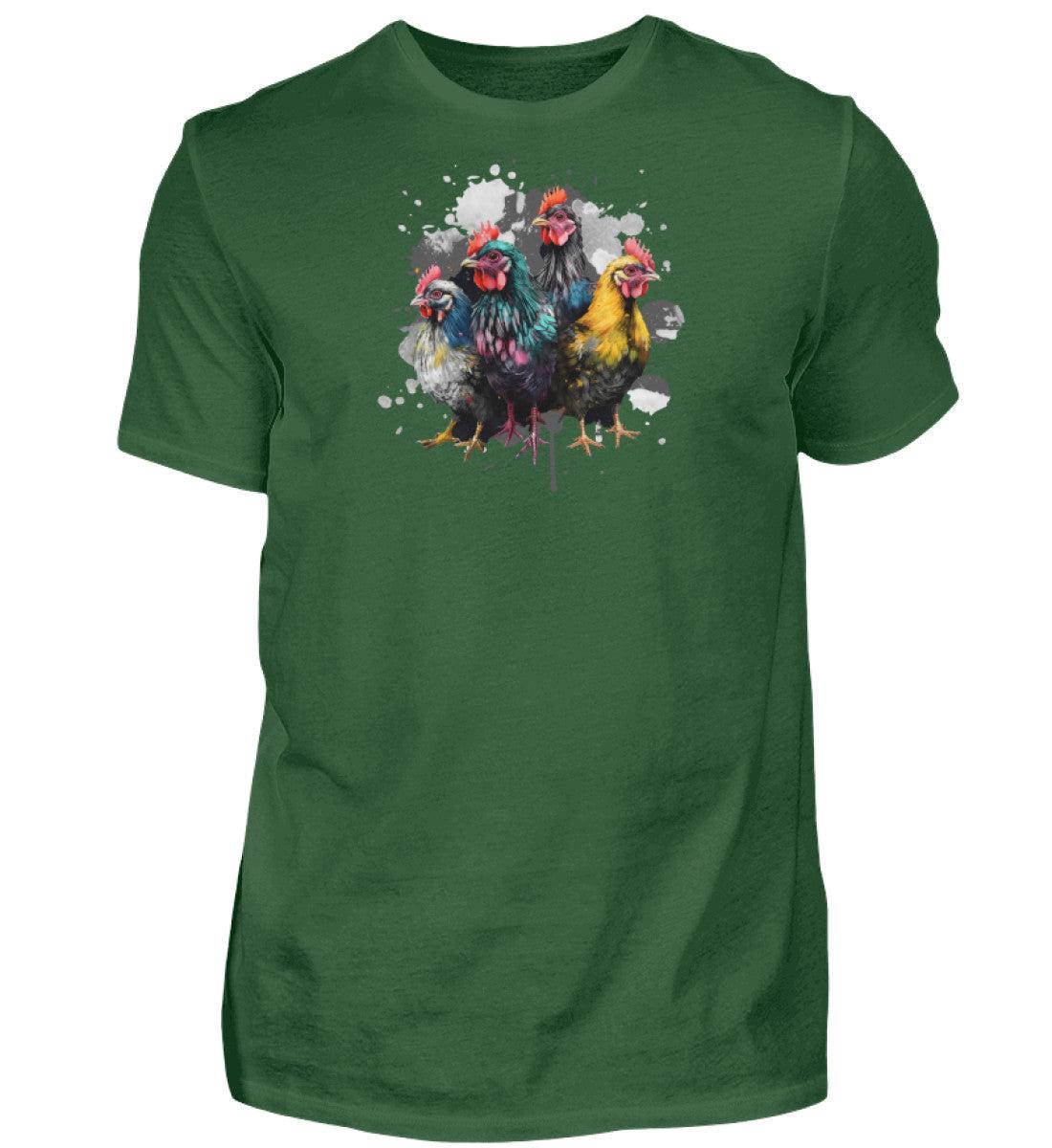 4 Hühner Wasserfarben · Herren T-Shirt-Herren Basic T-Shirt-Bottle Green-S-Agrarstarz