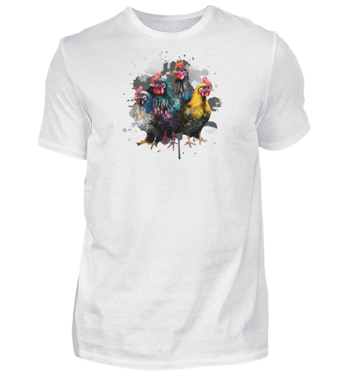 4 Hühner Wasserfarben · Herren T-Shirt-Herren Basic T-Shirt-White-S-Agrarstarz