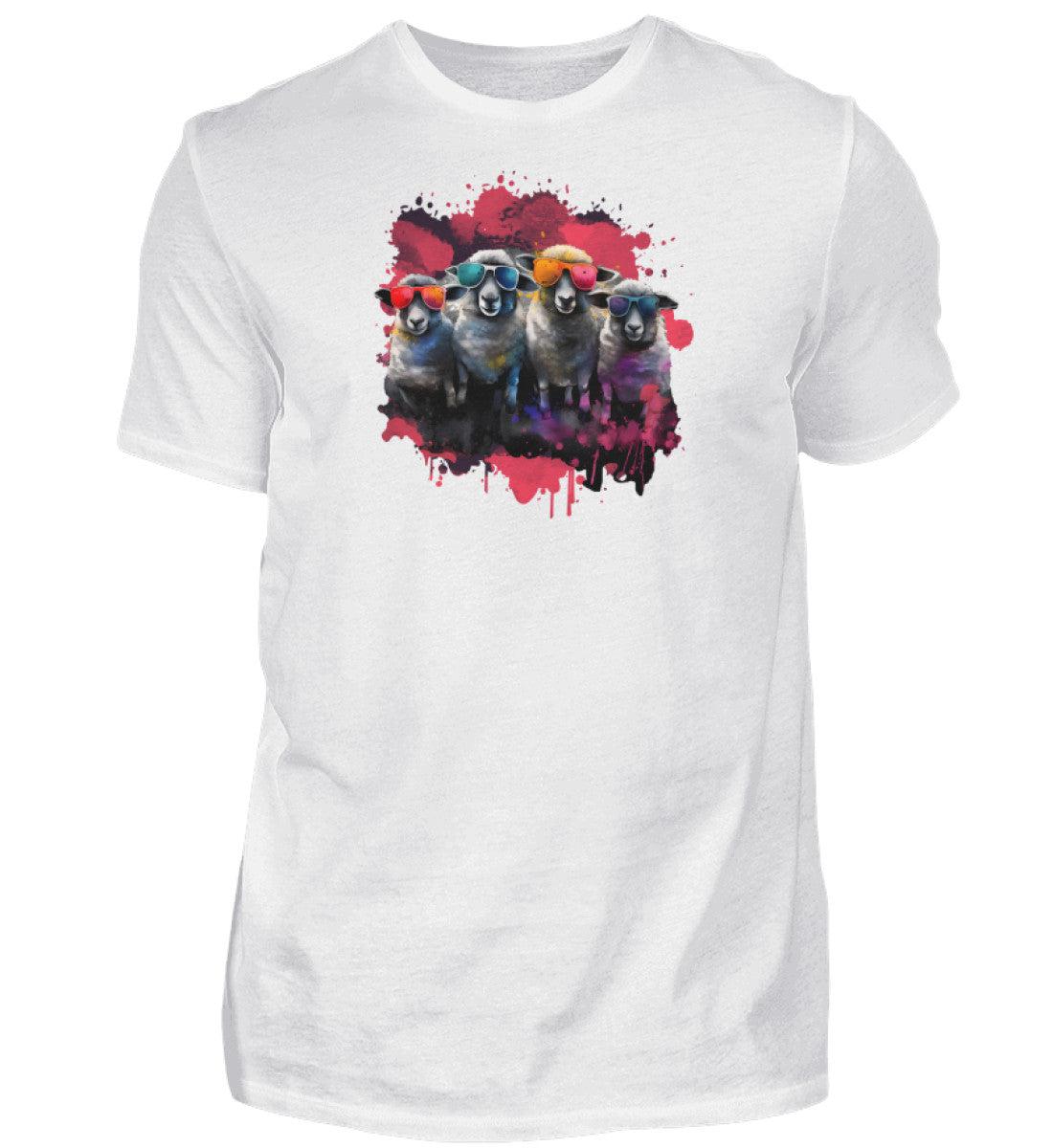 4 Schafe Wasserfarben · Herren T-Shirt-Herren Basic T-Shirt-White-S-Agrarstarz