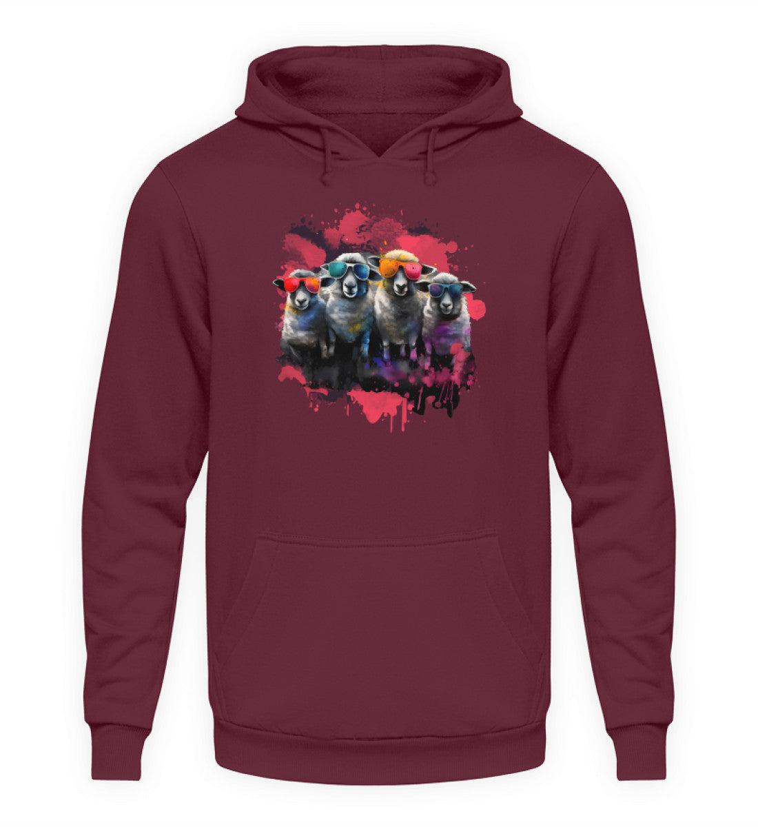 4 Schafe Wasserfarben · Unisex Kapuzenpullover Hoodie-Unisex Hoodie-Burgundy-XS-Agrarstarz