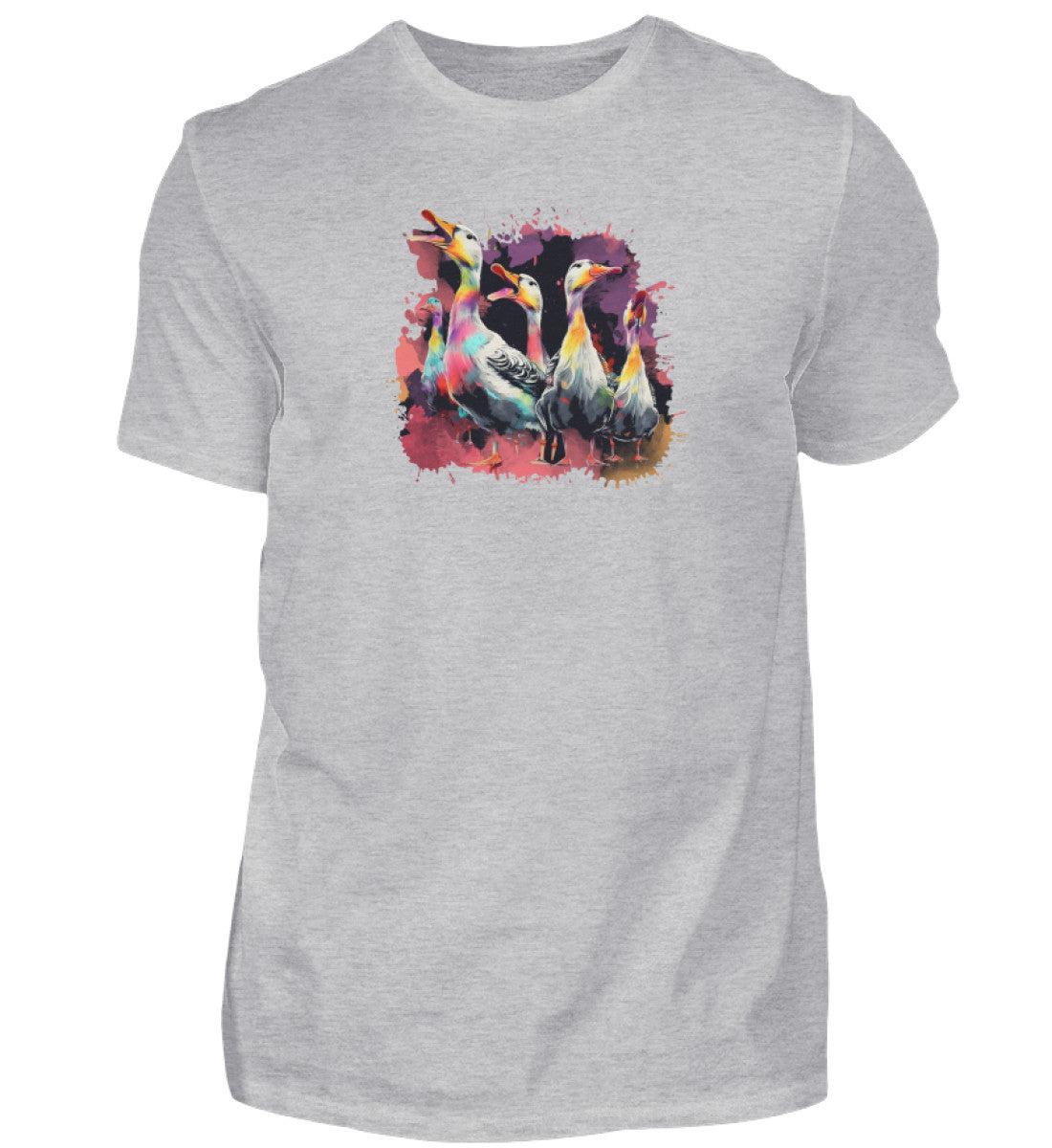 5 Enten Wasserfarben · Herren T-Shirt-Herren Basic T-Shirt-Heather Grey-S-Agrarstarz