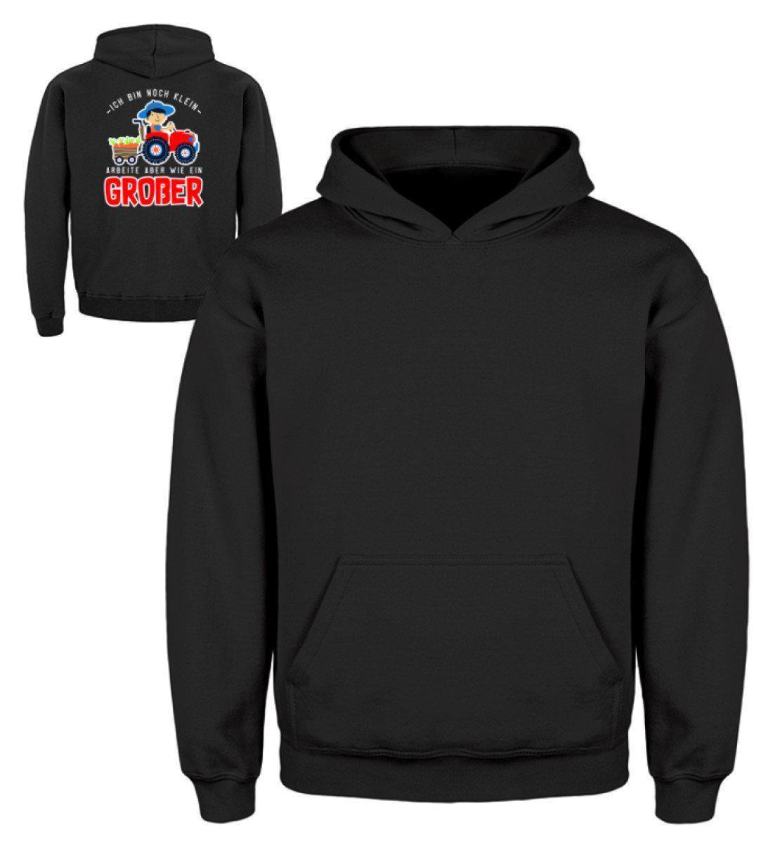 Arbeite wie ein Großer · Kinder Kapuzenpullover Hoodie-Kinder Hoodie-Jet Black-3/4 (98/104)-Agrarstarz