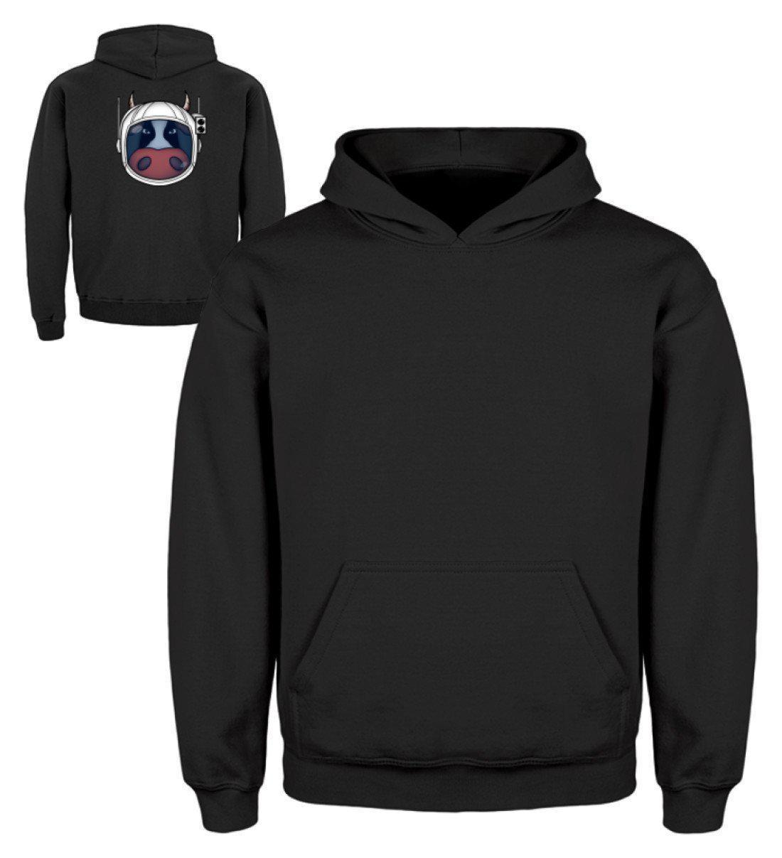 Astronaut Kuh · Kinder Kapuzenpullover Hoodie-Kinder Hoodie-Jet Black-3/4 (98/104)-Agrarstarz
