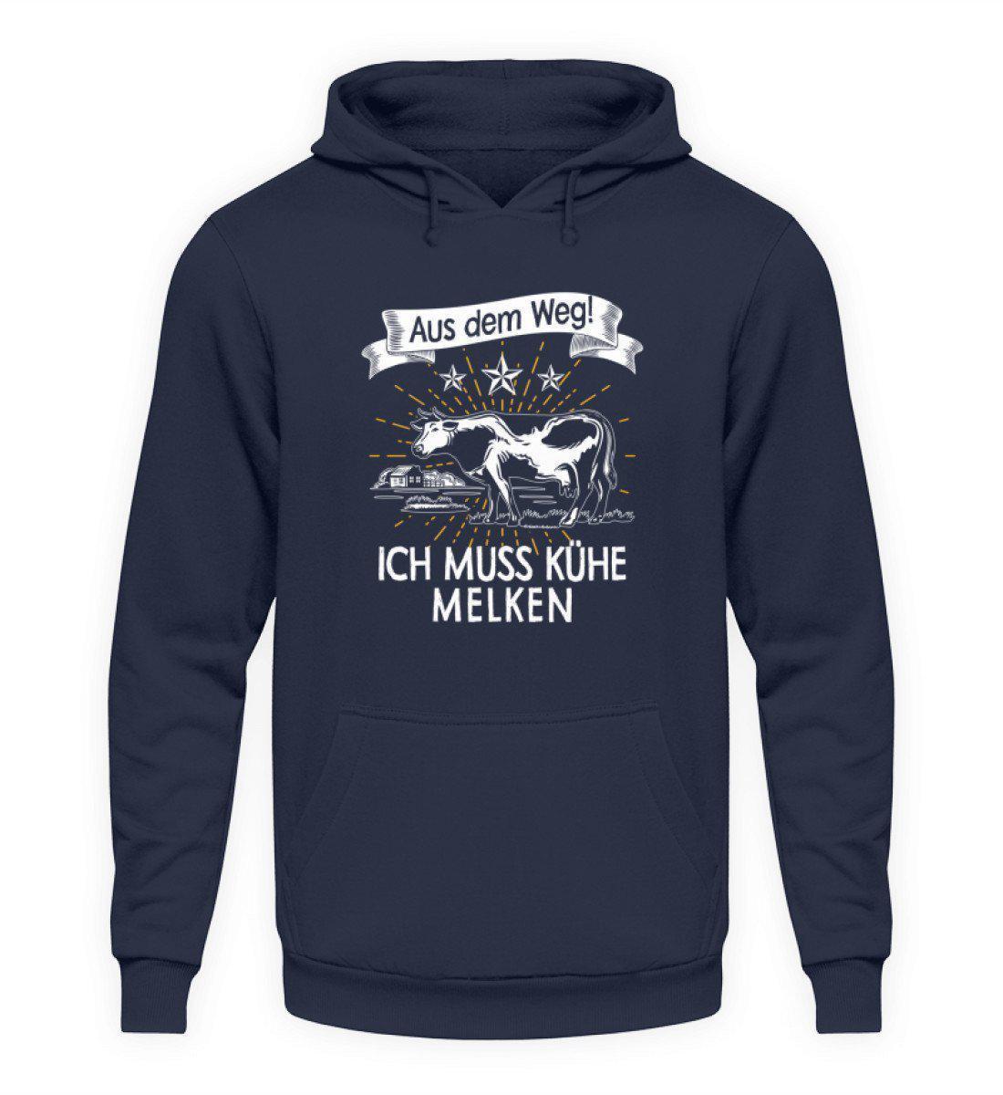 Aus dem Weg! Kühe melken · Unisex Kapuzenpullover Hoodie-Unisex Hoodie-Oxford Navy-L-Agrarstarz