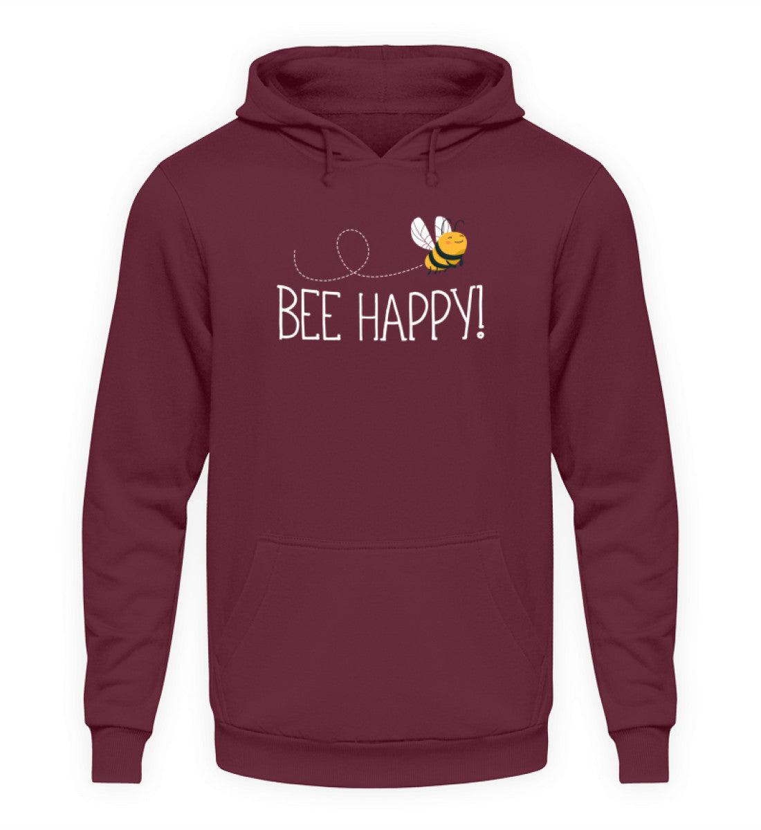 Bee Happy · Unisex Kapuzenpullover Hoodie-Unisex Hoodie-Burgundy-S-Agrarstarz