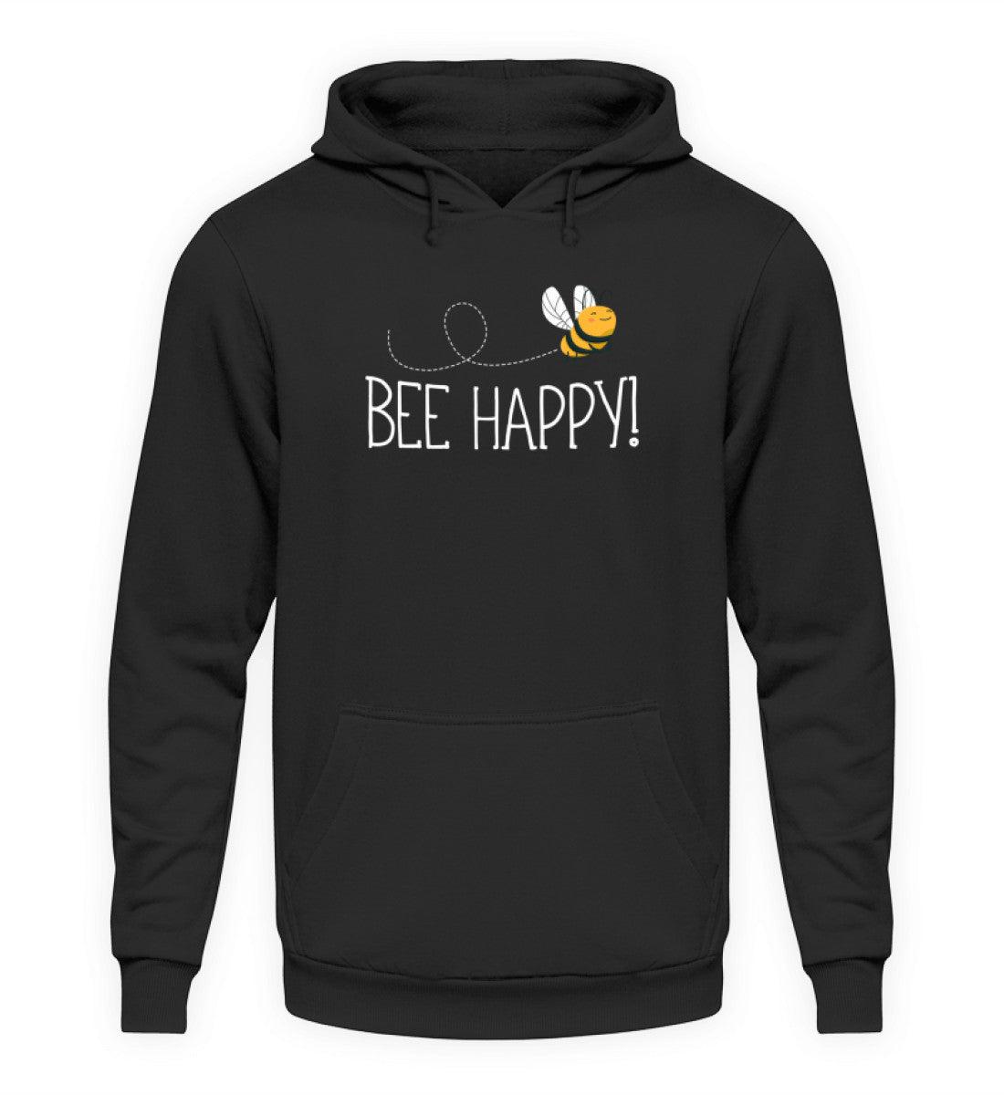 Bee Happy · Unisex Kapuzenpullover Hoodie-Unisex Hoodie-Deep Black-XS-Agrarstarz