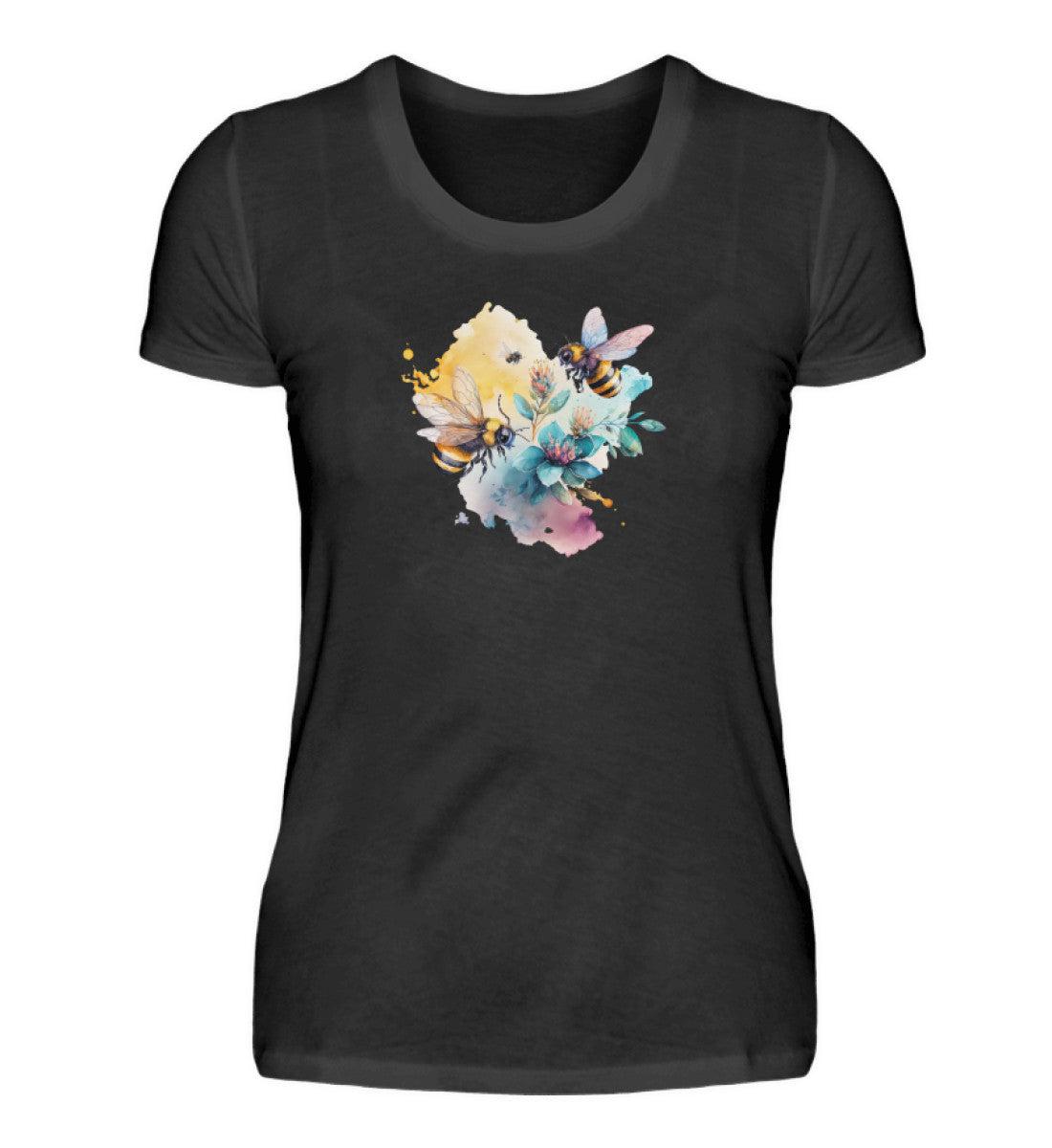 Bienen Wasserfarben 2 · Damen T-Shirt-Damen Basic T-Shirt-Black-S-Agrarstarz