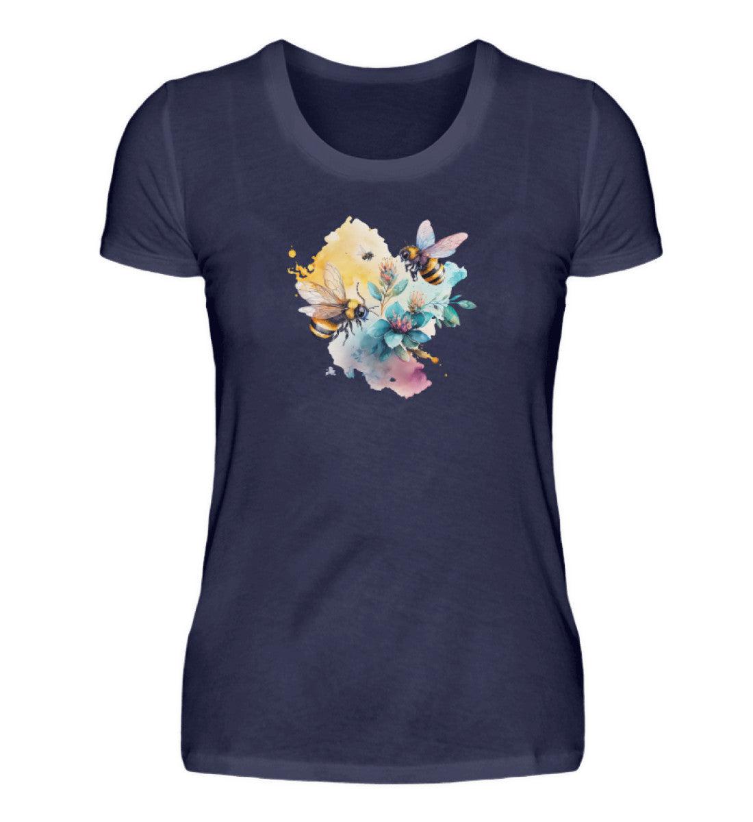 Bienen Wasserfarben 2 · Damen T-Shirt-Damen Basic T-Shirt-Navy-S-Agrarstarz
