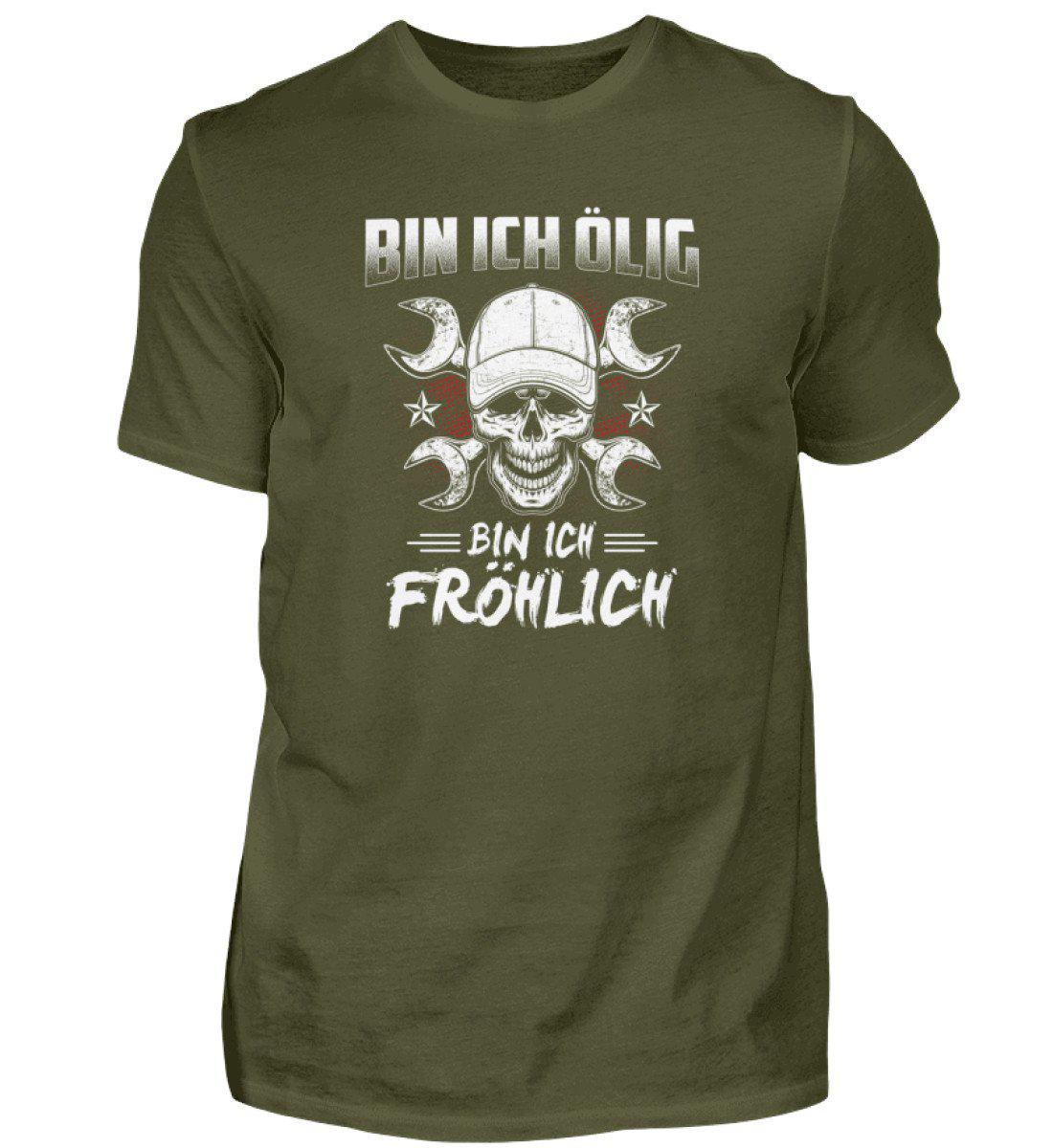 Bin ich ölig bin ich fröhlich · Herren T-Shirt-Herren Basic T-Shirt-Urban Khaki-S-Agrarstarz