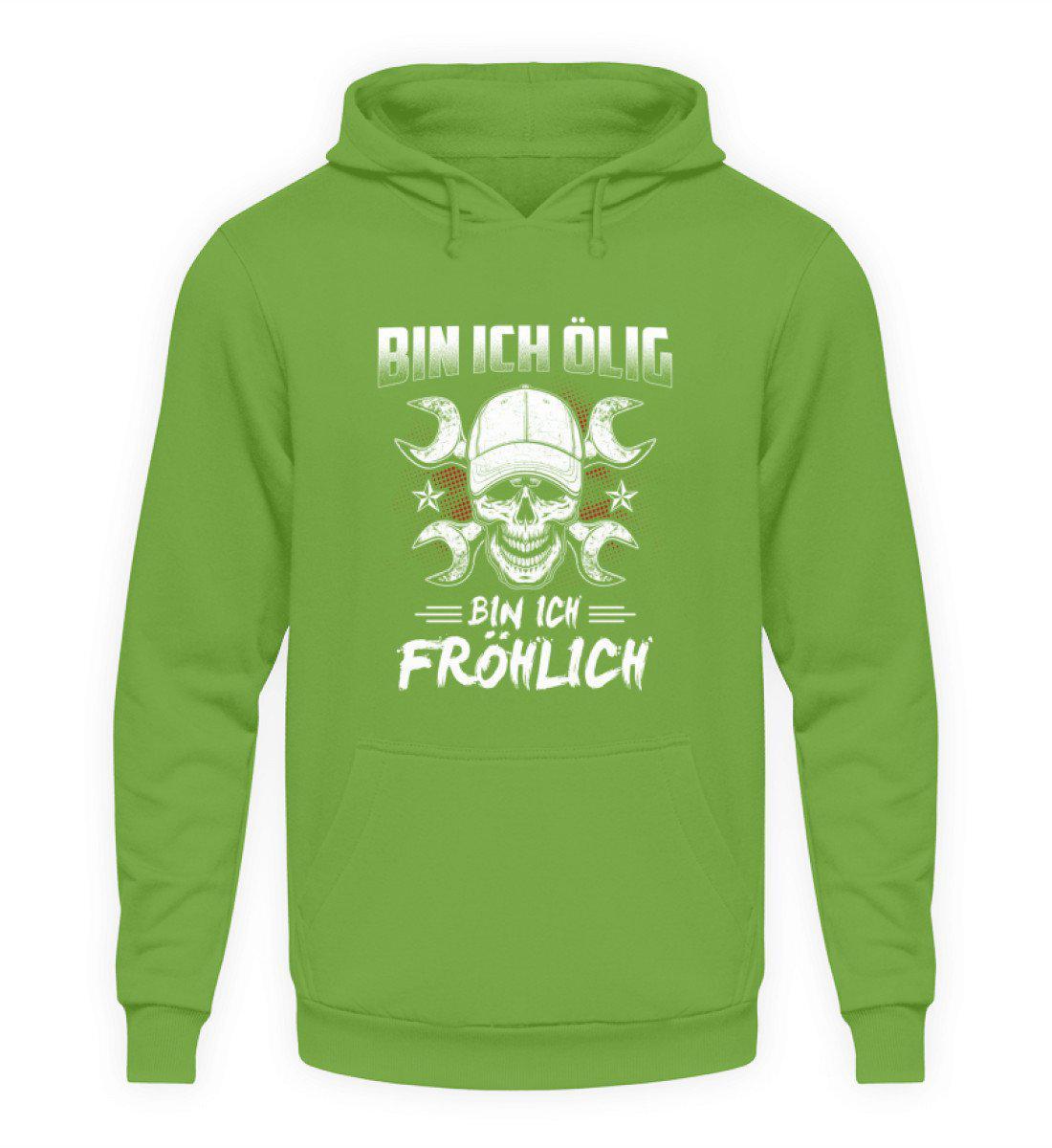 Bin ich ölig bin ich fröhlich · Unisex Kapuzenpullover Hoodie-Unisex Hoodie-LimeGreen-S-Agrarstarz
