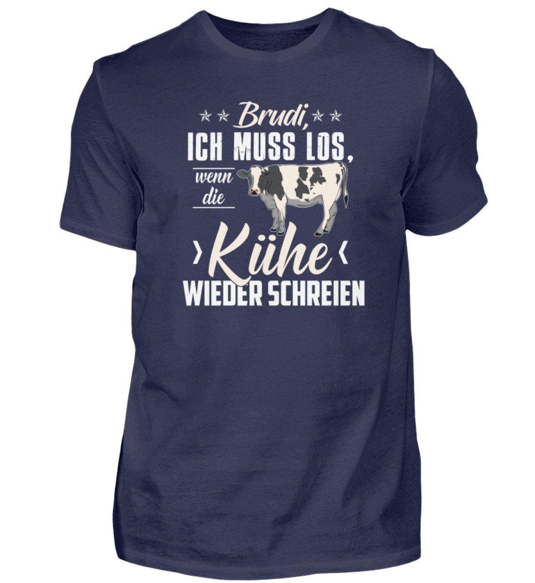 Brudi ich muss los Kühe · Herren T-Shirt-Herren Basic T-Shirt-Navy-S-Agrarstarz