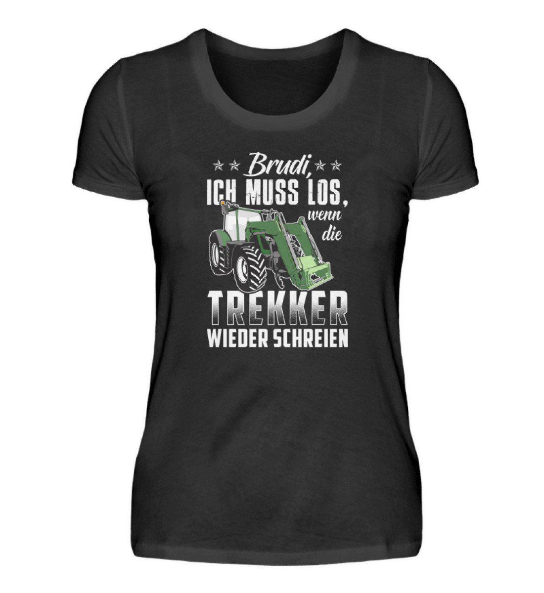 Brudi ich muss los Trekker · Damen T-Shirt-Damen Basic T-Shirt-Black-S-Agrarstarz