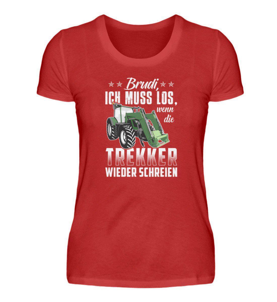 Brudi ich muss los Trekker · Damen T-Shirt-Damen Basic T-Shirt-Red-S-Agrarstarz