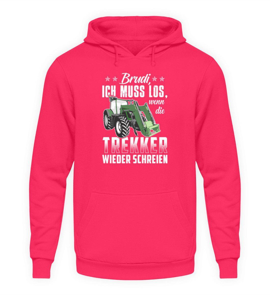 Brudi ich muss los Trekker · Unisex Kapuzenpullover Hoodie-Unisex Hoodie-Hot Pink-S-Agrarstarz