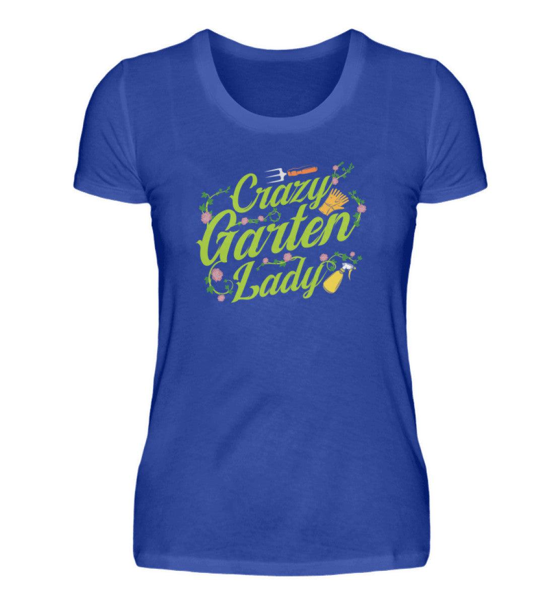 Crazy Garten Lady · Damen T-Shirt-Damen Basic T-Shirt-Neon Blue-S-Agrarstarz