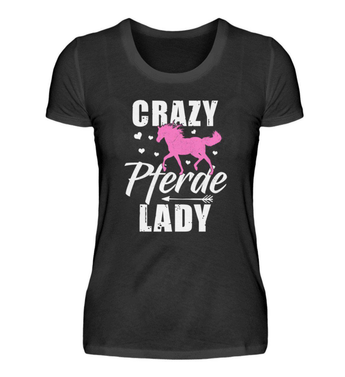 Crazy Pferde Lady · Damen T-Shirt-Damen Basic T-Shirt-Black-S-Agrarstarz