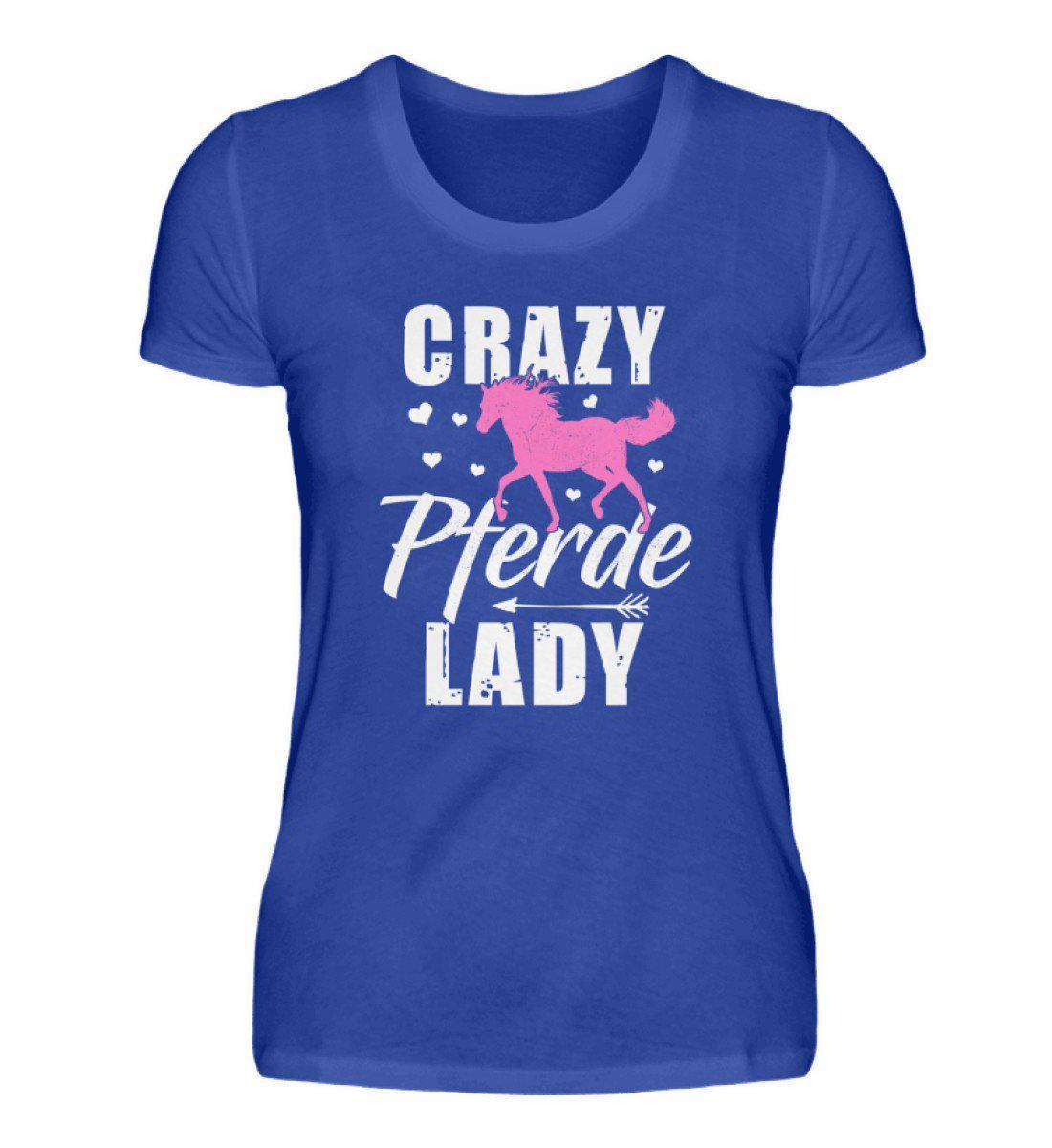 Crazy Pferde Lady · Damen T-Shirt-Damen Basic T-Shirt-Neon Blue-S-Agrarstarz