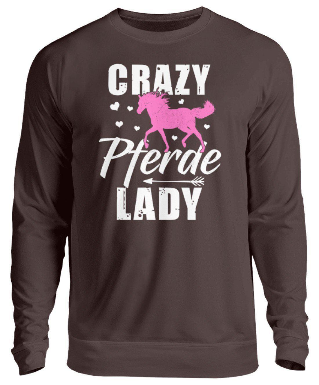Crazy Pferde Lady · Unisex Sweatshirt Pullover-Unisex Sweatshirt-Hot Chocolate-S-Agrarstarz