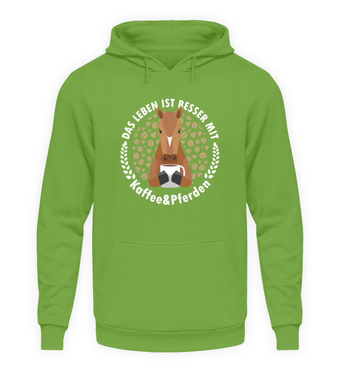 Das Leben ist besser mit Kaffee und Pferden · Unisex Kapuzenpullover Hoodie-Unisex Hoodie-LimeGreen-S-Agrarstarz