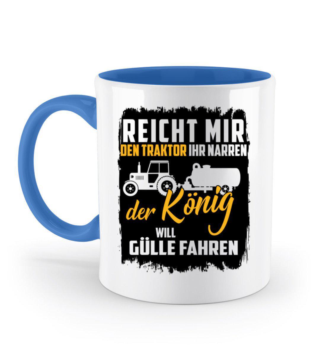 Der König will Gülle fahren · Keramik Tasse zweifarbig-Keramik Tasse Zweifarbig-Blue-330ml-Agrarstarz