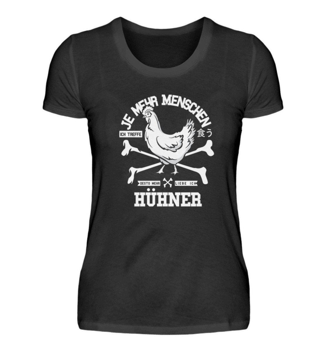 Desto mehr liebe ich Hühner · Damen T-Shirt-Damen Basic T-Shirt-Black-S-Agrarstarz