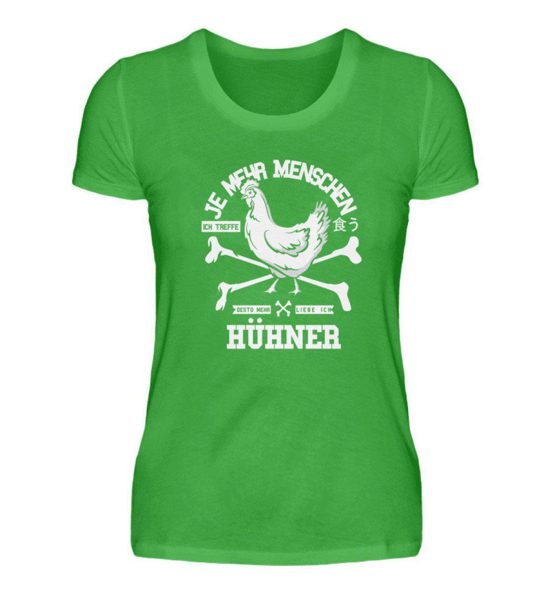 Desto mehr liebe ich Hühner · Damen T-Shirt-Damen Basic T-Shirt-Green Apple-S-Agrarstarz