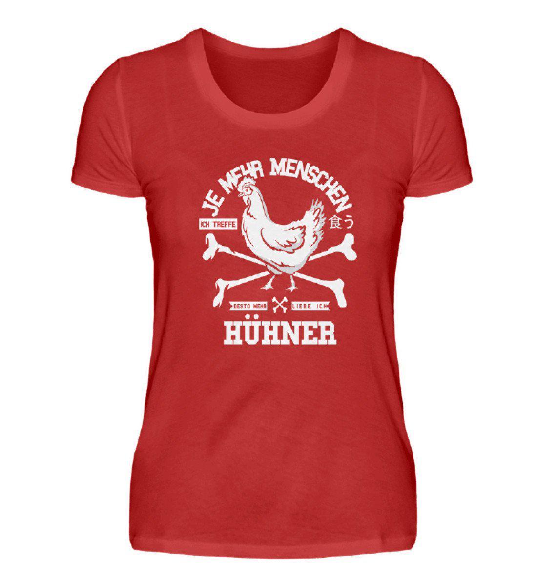 Desto mehr liebe ich Hühner · Damen T-Shirt-Damen Basic T-Shirt-Red-S-Agrarstarz
