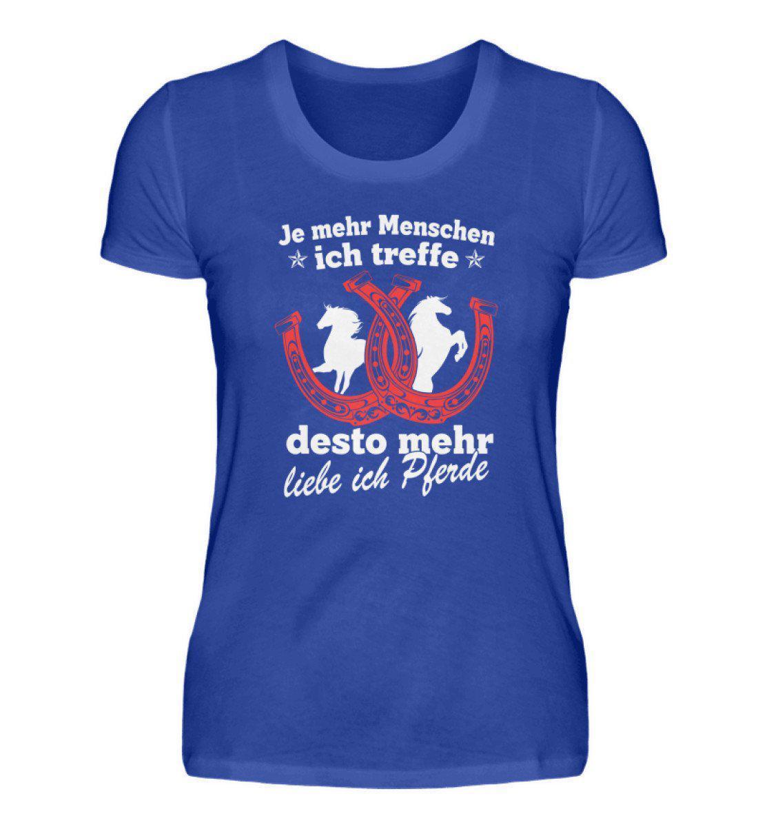Desto mehr liebe ich Pferde · Damen T-Shirt-Damen Basic T-Shirt-Neon Blue-S-Agrarstarz