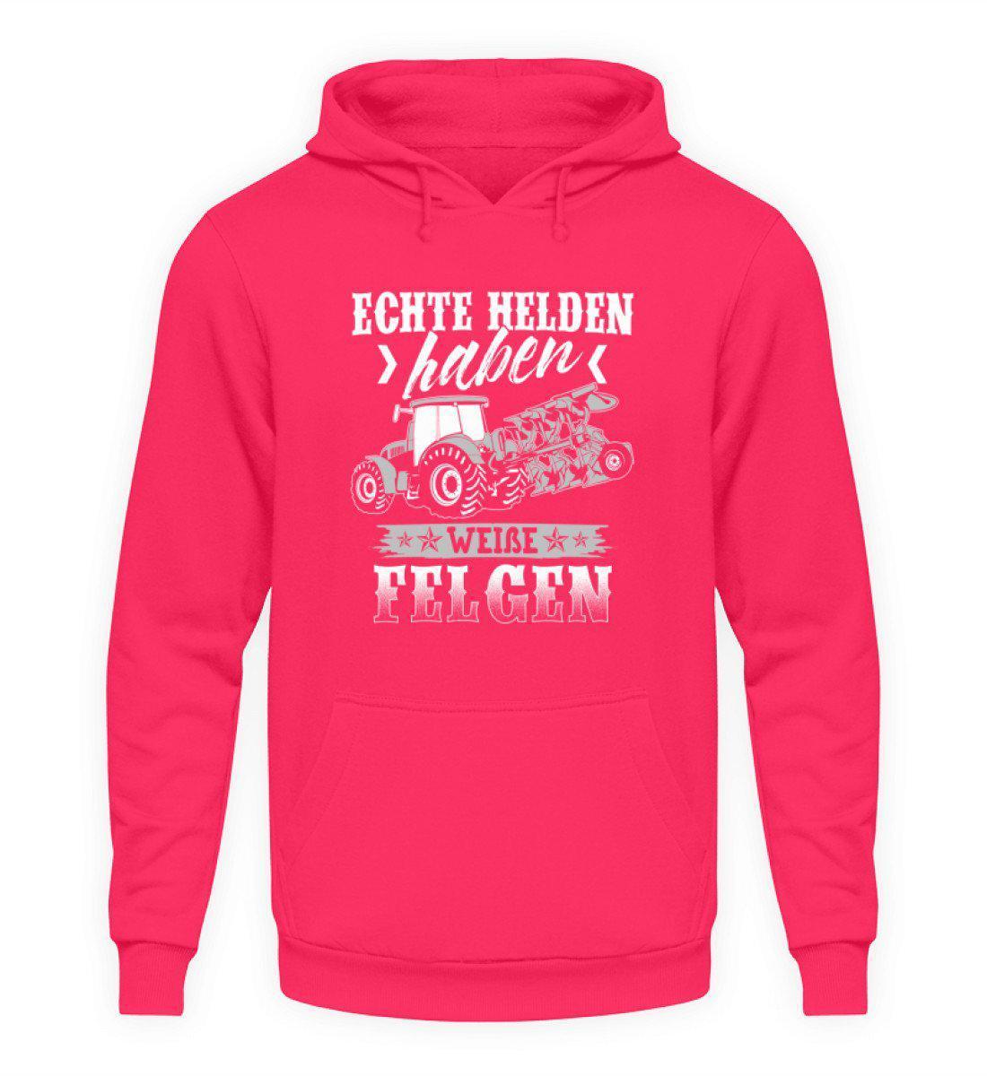 Echte Helden weiße Felgen · Unisex Kapuzenpullover Hoodie-Unisex Hoodie-Hot Pink-S-Agrarstarz