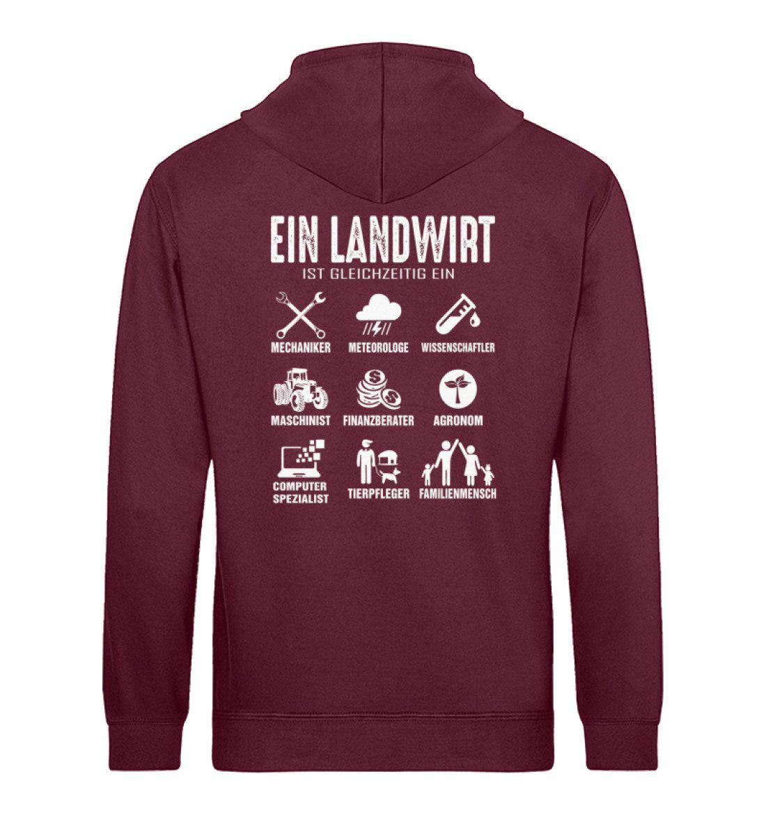 Ein Landwirt ist gleichzeitig · Unisex Organic Hoodie-Drummer Hoodie ST/ST-Burgundy-XS-Agrarstarz