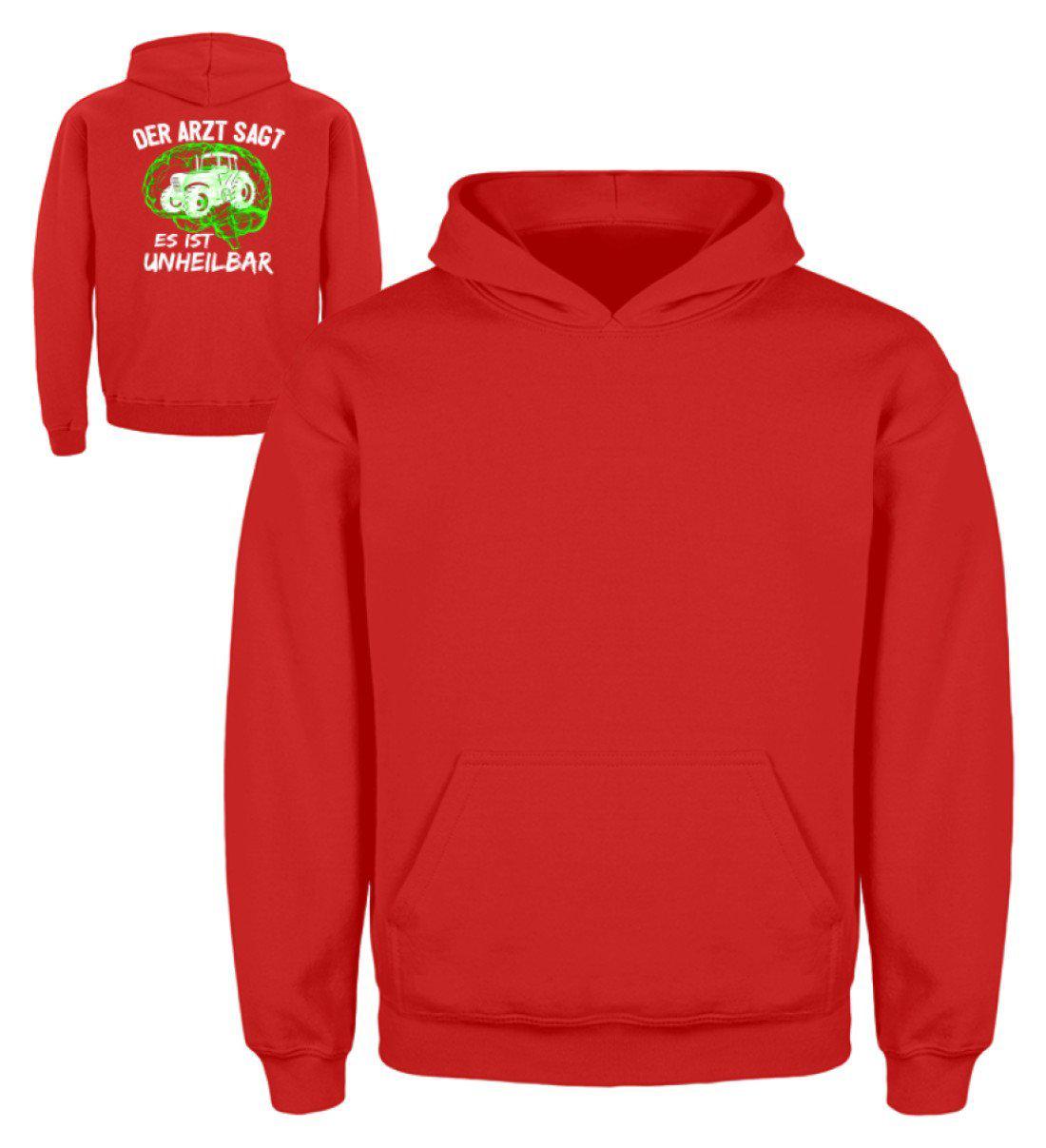 Es ist unheilbar grün · Kinder Kapuzenpullover Hoodie-Kinder Hoodie-Fire Red-3/4 (98/104)-Agrarstarz