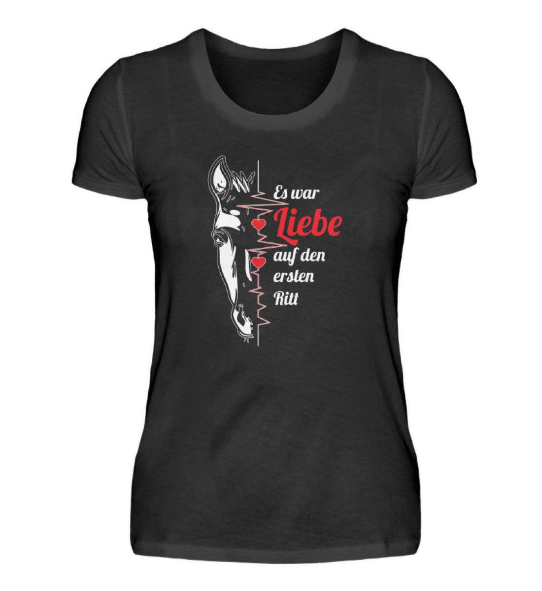 Es war Liebe auf den ersten Ritt · Damen T-Shirt-Damen Basic T-Shirt-Black-S-Agrarstarz
